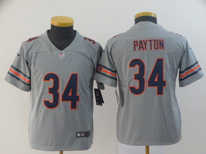 youth Chicago Bears 34 Payton Grey Nike Limited NFL Jerseys